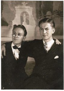 Clarinetist Ted Lach and trumpeter Ted Gomulka on the stage of the west side Dom Polski (1935).