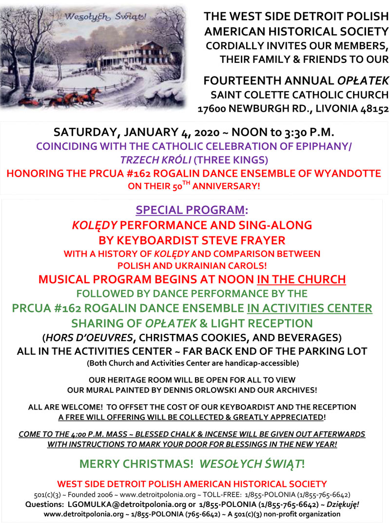 January 4, 2020 - Fourteenth Annual Opłatek