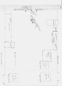 Hand-drawn diagram of Military Coal/Military Auto Parts Property (February 2020: Gary R. Martin Sr.)