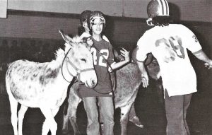 A game of donkey basketball in the St. Andrew gym in 1976. From the St. Andrew Memories . . . . Yearbook, 1976. Collection of Rev. Lawrence Zurawski