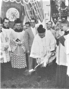 Groundbreaking for the new church, 1956. From Golden Jubilee (Złoty Jubileusz) Brochure – St. Andrew’s Parish – Detroit, Michigan: 1920 – 1970