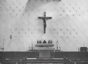 The new church’s main altar, ca. 1957. From Golden Jubilee (Złoty Jubileusz) Brochure – St. Andrew’s Parish – Detroit, Michigan: 1920 – 1970
