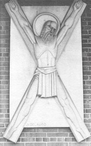 St. Andrew wall hanging in the new church, ca. 1957. From Golden Jubilee (Złoty Jubileusz) Brochure – St. Andrew’s Parish – Detroit, Michigan: 1920 – 1970