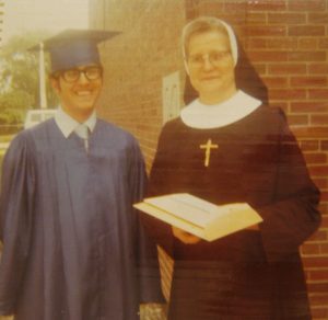 Gary Michalik with senior year teacher, Sr. M. Alberta