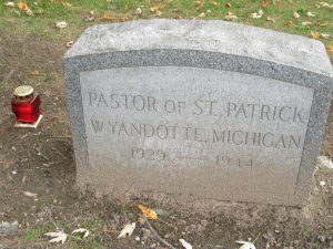 Grave marker for the pastor of St. Patrick Church, Wyandotte