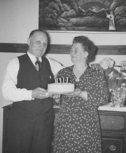 John and Kathryn Michno in their home above Michno’s Café at 4401 Central Street in Southwest Detroit, celebrating a birthday, ca. 1939.