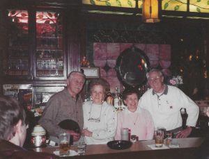 Walter, Eleanor, Josephine, and Tony Michno behind the bar at Michno’s Café, ca. 1985, a short time before Walter and Tony sold the business.