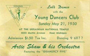 “Let’s Dance with the Young Dancers Club” Ticket, Sunday, May 21, 1950