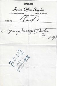 Money receipt books for the May 21, 1950, Artie Shaw dance, March 27, 1950