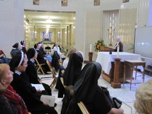Sr. M. Andrew Budinski, CSSF, narrates the history of the pioneers of the Felician Sisters of North America